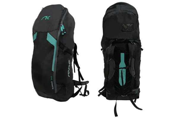 Niviuk Kargo 180 backpack, 180L ergonomic rucksack designed for carrying paragliding equipment, including glider, pod harness, and accessories
