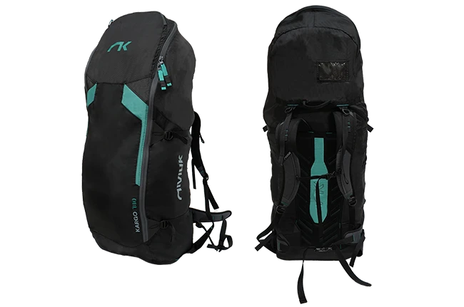 Niviuk Kargo 180 backpack, 180L ergonomic rucksack designed for carrying paragliding equipment, including glider, pod harness, and accessories