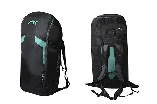 Niviuk Kargo 90 backpack, ergonomic 90L rucksack designed for carrying small wings, harnesses, and paragliding gear
