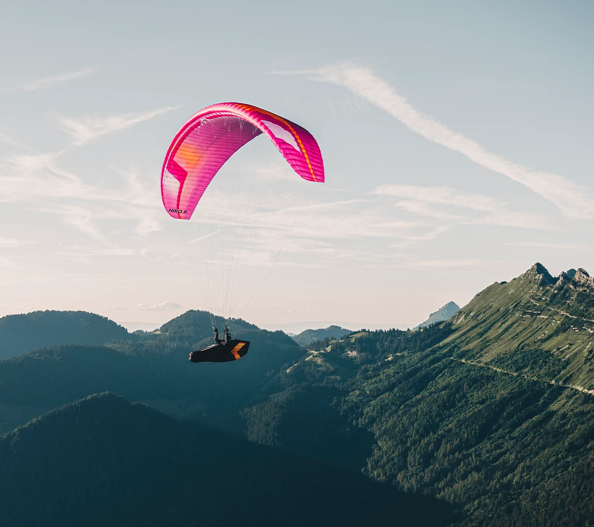 Hiko P, light intermediate mid B paraglider, hike and fly, made by Niviuk Paragliders